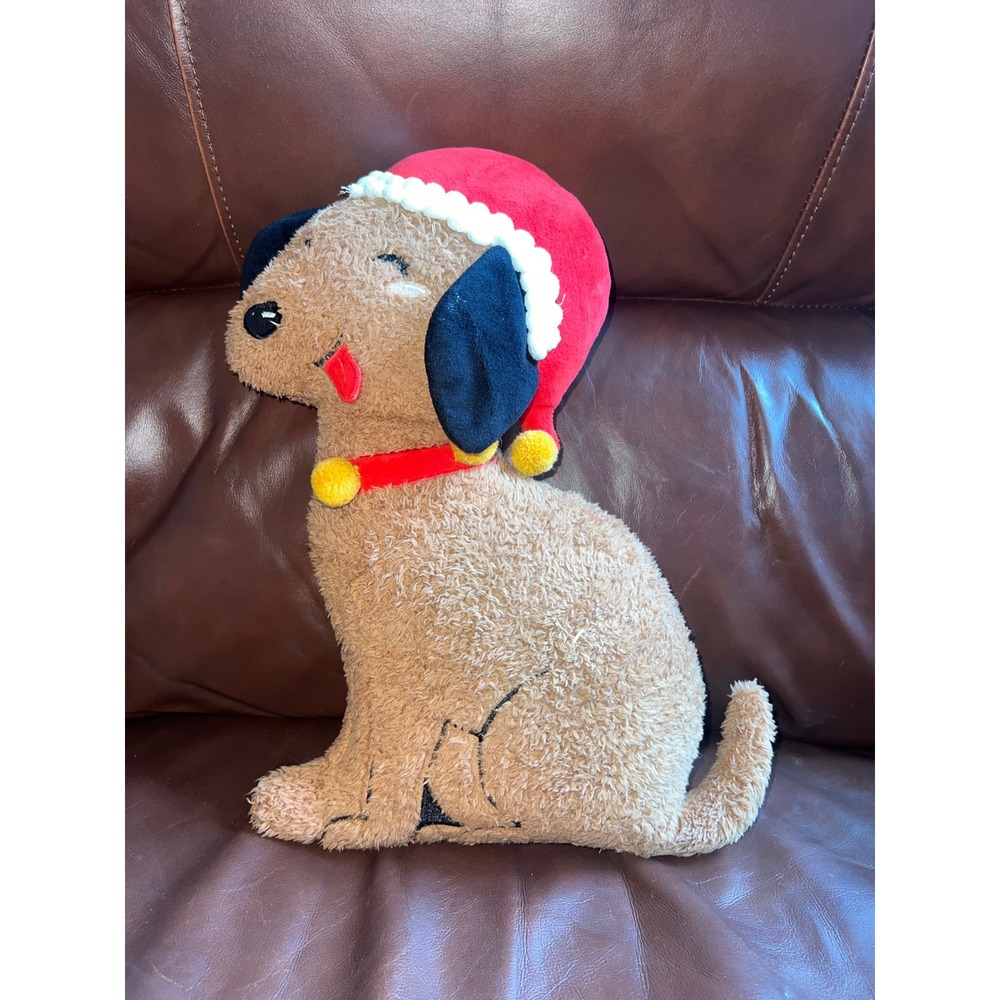 Wondershop Target Christmas Dog Toss Pillow Brown Santa Hat Sherpa Plush 14.5in